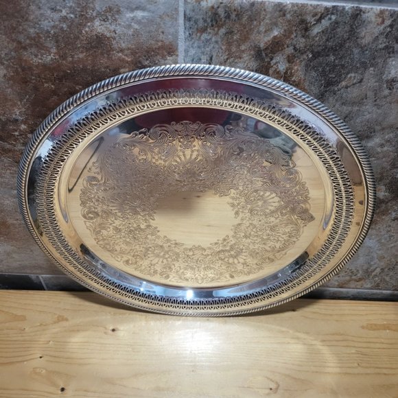 VTG WM Rogers 172 Round Metal Serving Platter 15" - Picture 12 of 16